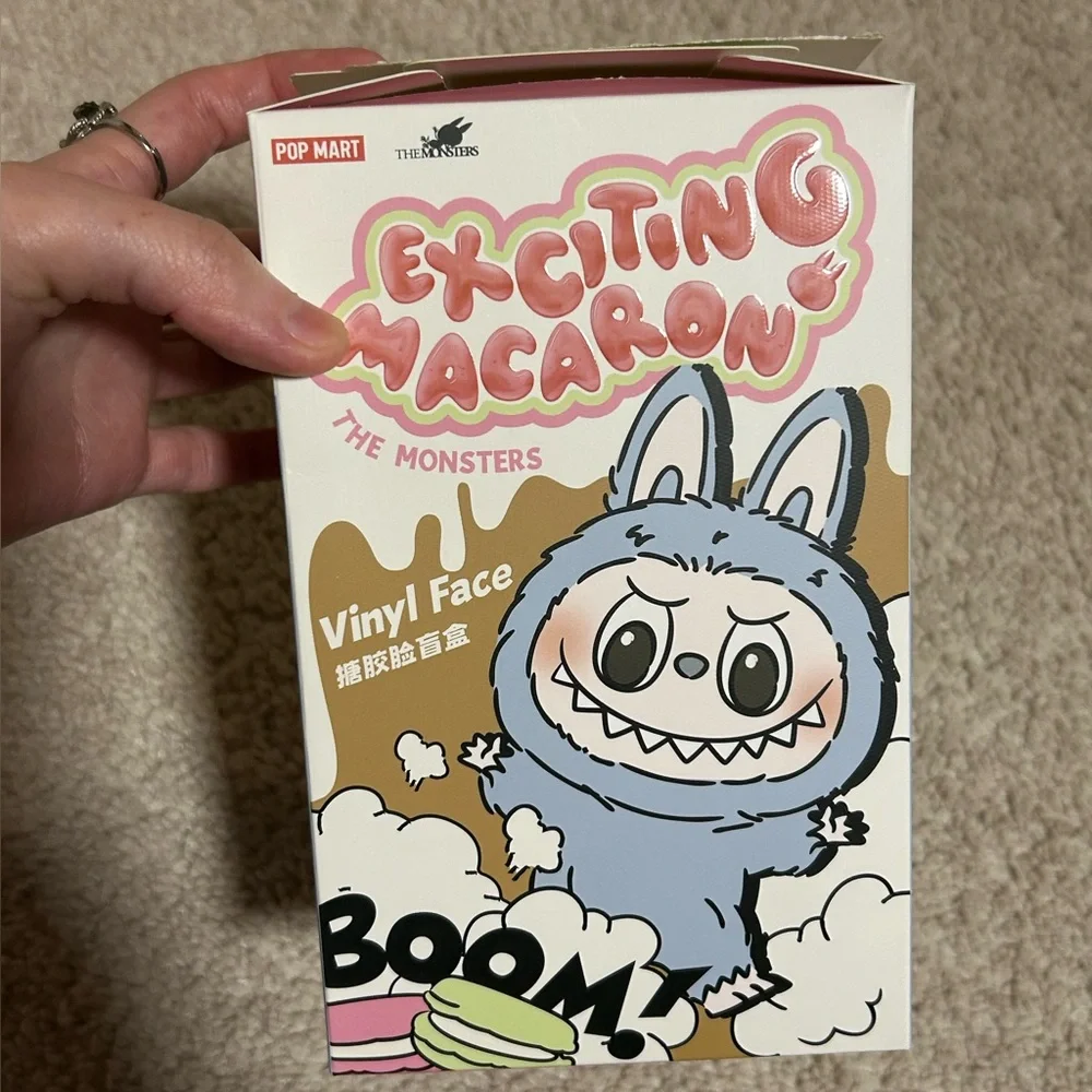 New Open Box Pop Mart Exciting Macaron Labubu Plush Pendant Sea Salt Coconut